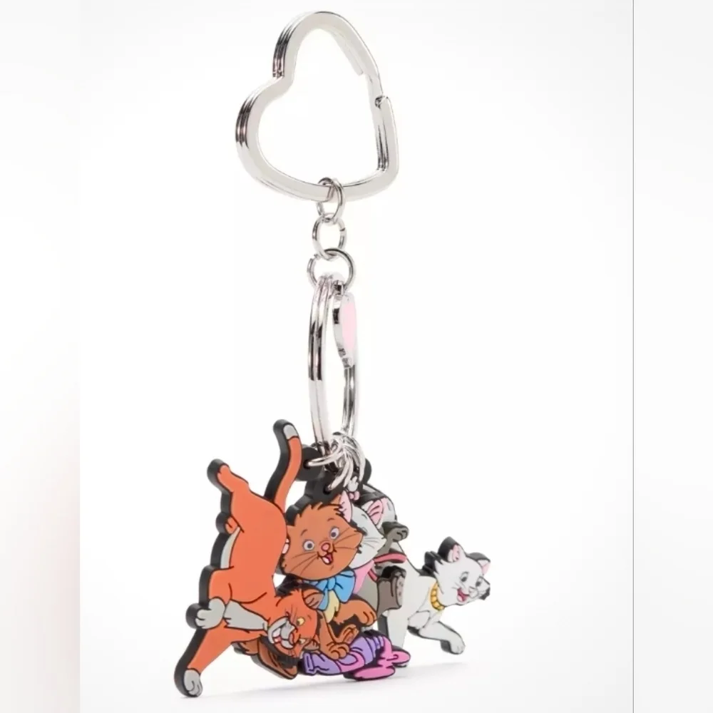 Disney Aristocrats Cute Cat Purse Charm Keychain with Pink Heart